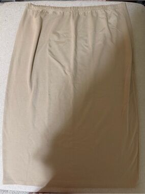 Neutral Beige Pencil Skirt with Elastic Waistband